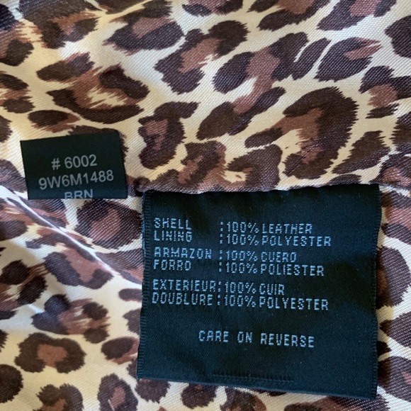 Nine West Brown Leather Leopard Lined Jacket - Picture 8 of 8